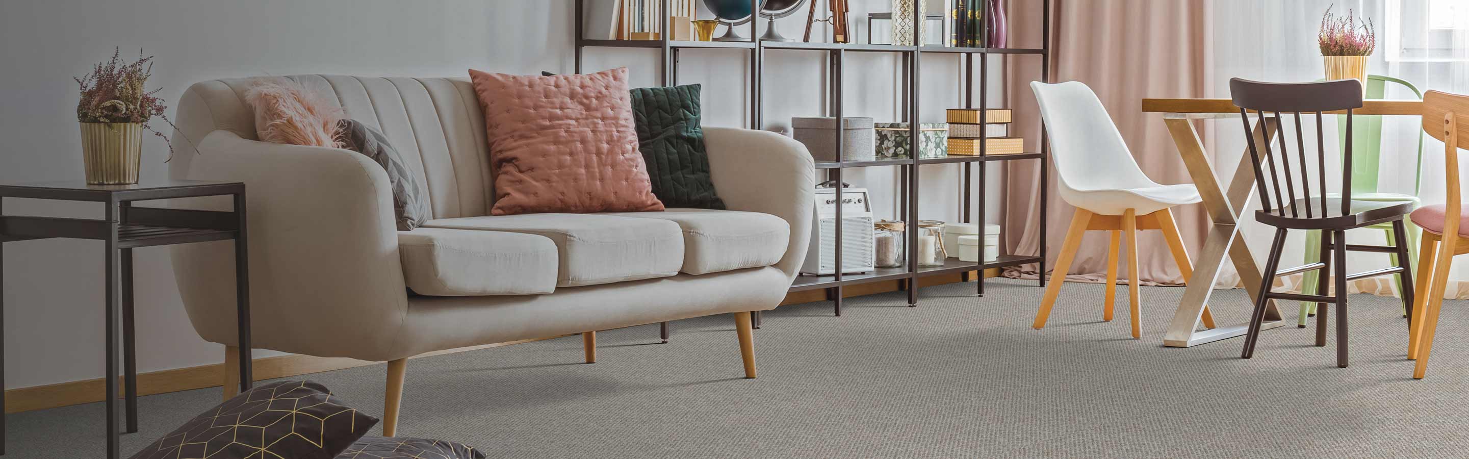 beige neutral toned carpet in living room